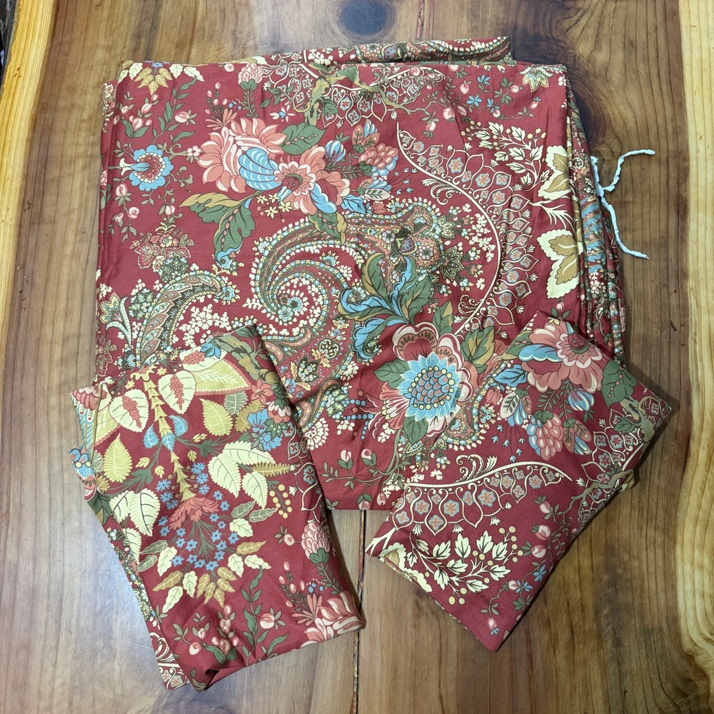 Pottery Barn Clara Palampore Floral Duvet 2 Pillow Shams Cotton Queen